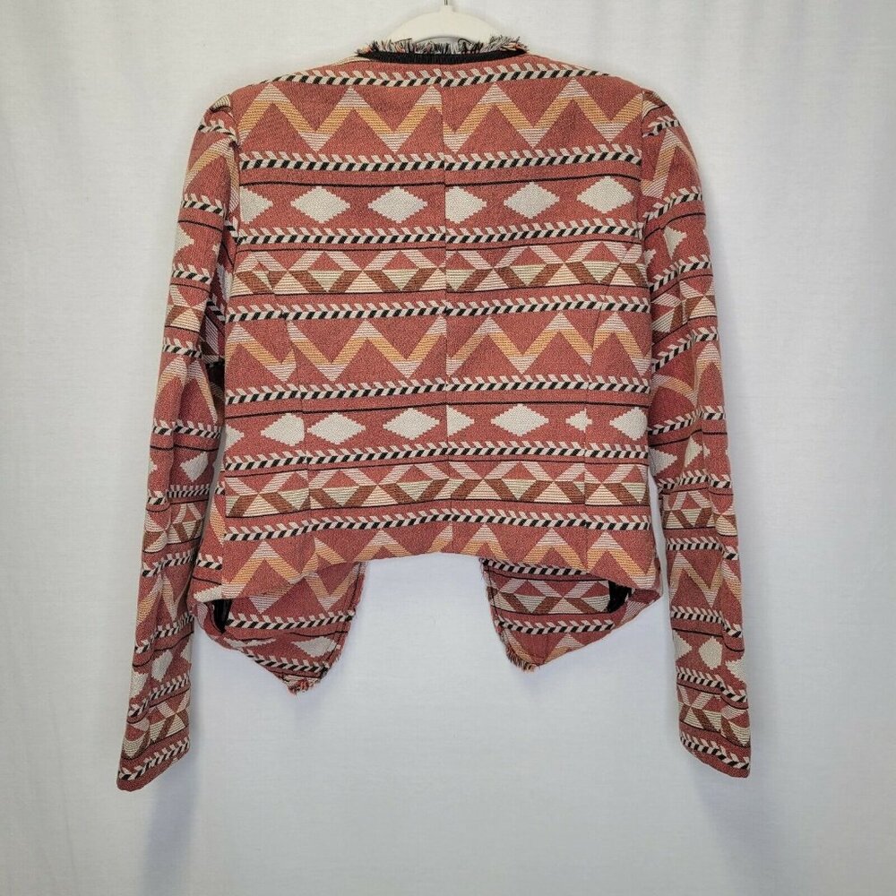 Maison Scotch Women's Size 3 Jacket Open Front Orange Red Padded Shoulders - Picture 2 of 6